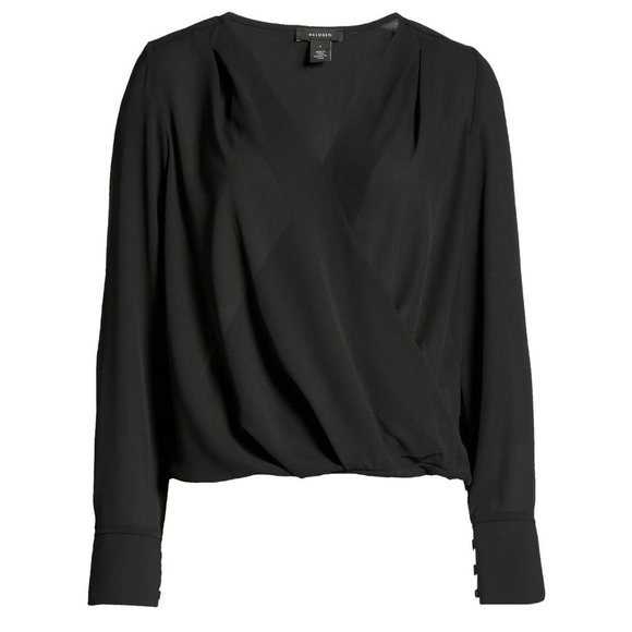 Halogen(R) Cross Front Blouse in Black Size X-Small P - Picture 5 of 6